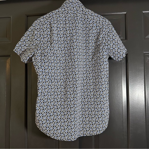 J Crew Flex Washed Floral Button Front Shirt Men Medium Daisy Navy Blue(K) - Picture 2 of 7